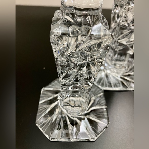 The Irena Collection 24% Lead Cut Crystal Candle Sticks Made in Poland Set of 2 - Picture 5 of 10